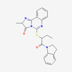 molecular formula C23H22N4O2S B2992624 5-((1-(indolin-1-yl)-1-oxobutan-2-yl)thio)-2-methylimidazo[1,2-c]quinazolin-3(2H)-one CAS No. 1185090-09-8
