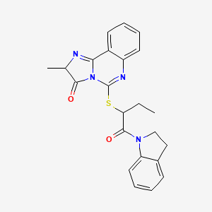 molecular formula C23H22N4O2S B2992624 5-((1-(吲哚-1-基)-1-氧代丁-2-基)硫代)-2-甲基咪唑并[1,2-c]喹唑啉-3(2H)-酮 CAS No. 1185090-09-8