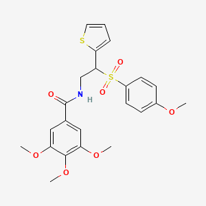molecular formula C23H25NO7S2 B2992625 3,4,5-trimethoxy-N-(2-((4-methoxyphenyl)sulfonyl)-2-(thiophen-2-yl)ethyl)benzamide CAS No. 946297-44-5