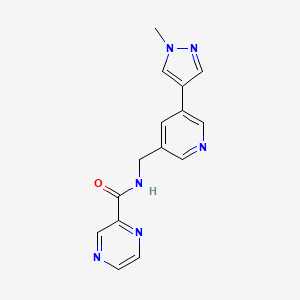 molecular formula C15H14N6O B2992628 N-((5-(1-methyl-1H-pyrazol-4-yl)pyridin-3-yl)methyl)pyrazine-2-carboxamide CAS No. 2034335-37-8