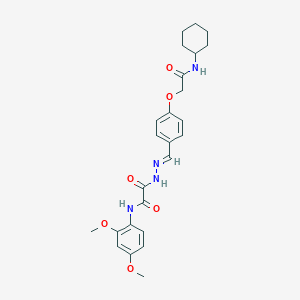 molecular formula C25H30N4O6 B299263 2-[(2E)-2-{4-[2-(cyclohexylamino)-2-oxoethoxy]benzylidene}hydrazinyl]-N-(2,4-dimethoxyphenyl)-2-oxoacetamide 