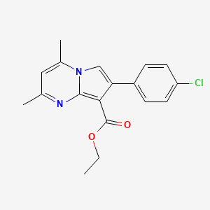molecular formula C18H17ClN2O2 B2992635 Ethyl 7-(4-chlorophenyl)-2,4-dimethylpyrrolo[1,2-a]pyrimidine-8-carboxylate CAS No. 338406-13-6