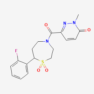 molecular formula C17H18FN3O4S B2992641 6-(7-(2-fluorophenyl)-1,1-dioxido-1,4-thiazepane-4-carbonyl)-2-methylpyridazin-3(2H)-one CAS No. 2034528-57-7