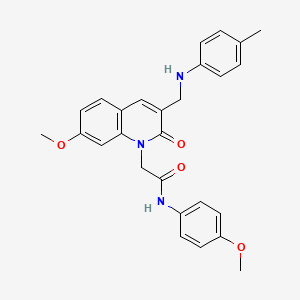 molecular formula C27H27N3O4 B2992643 2-(7-methoxy-2-oxo-3-((p-tolylamino)methyl)quinolin-1(2H)-yl)-N-(4-methoxyphenyl)acetamide CAS No. 932523-55-2