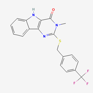 molecular formula C19H14F3N3OS B2992648 3-甲基-2-((4-(三氟甲基)苄基)硫代)-3H-嘧啶并[5,4-b]吲哚-4(5H)-酮 CAS No. 537668-39-6