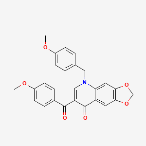 molecular formula C26H21NO6 B2992652 7-(4-methoxybenzoyl)-5-(4-methoxybenzyl)[1,3]dioxolo[4,5-g]quinolin-8(5H)-one CAS No. 904434-09-9