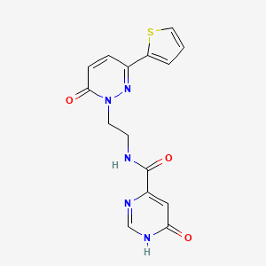 molecular formula C15H13N5O3S B2992659 6-hydroxy-N-(2-(6-oxo-3-(thiophen-2-yl)pyridazin-1(6H)-yl)ethyl)pyrimidine-4-carboxamide CAS No. 2034622-26-7