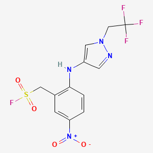molecular formula C12H10F4N4O4S B2992661 (5-nitro-2-{[1-(2,2,2-trifluoroethyl)-1H-pyrazol-4-yl]amino}phenyl)methanesulfonyl fluoride CAS No. 2094487-85-9