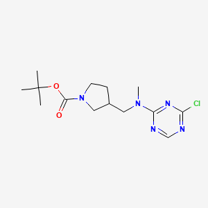 molecular formula C14H22ClN5O2 B2992663 叔丁基 3-[[(4-氯-1,3,5-三嗪-2-基)-甲基氨基]甲基]吡咯烷-1-羧酸酯 CAS No. 2378507-19-6