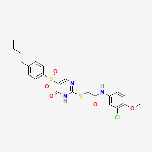 molecular formula C23H24ClN3O5S2 B2992675 2-({5-[(4-丁基苯基)磺酰基]-6-氧代-1,6-二氢嘧啶-2-基}硫代)-N-(3-氯-4-甲氧苯基)乙酰胺 CAS No. 1223956-98-6