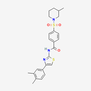 molecular formula C24H27N3O3S2 B2992680 N-(4-(3,4-二甲基苯基)噻唑-2-基)-4-((3-甲基哌啶-1-基)磺酰基)苯甲酰胺 CAS No. 683262-67-1