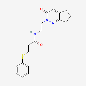 molecular formula C18H21N3O2S B2992681 N-(2-(3-oxo-3,5,6,7-tetrahydro-2H-cyclopenta[c]pyridazin-2-yl)ethyl)-3-(phenylthio)propanamide CAS No. 2097927-20-1