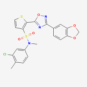 2-[3-(1,3-benzodioxol-5-yl)-1,2,4-oxadiazol-5-yl]-N-(3-chloro-4-methylphenyl)-N-methylthiophene-3-sulfonamide