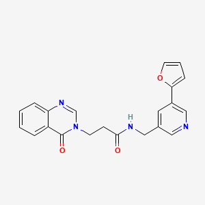 molecular formula C21H18N4O3 B2992691 N-((5-(furan-2-yl)pyridin-3-yl)methyl)-3-(4-oxoquinazolin-3(4H)-yl)propanamide CAS No. 2034537-46-5