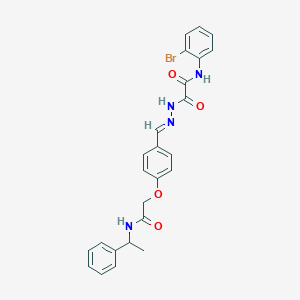 molecular formula C25H23BrN4O4 B299270 N-(2-bromophenyl)-2-oxo-2-[2-(4-{2-oxo-2-[(1-phenylethyl)amino]ethoxy}benzylidene)hydrazino]acetamide 