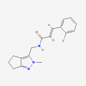 molecular formula C17H18FN3O B2992700 (E)-3-(2-fluorophenyl)-N-((2-methyl-2,4,5,6-tetrahydrocyclopenta[c]pyrazol-3-yl)methyl)acrylamide CAS No. 2035036-50-9