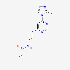 molecular formula C14H20N6O B2992708 N-(2-((6-(2-methyl-1H-imidazol-1-yl)pyrimidin-4-yl)amino)ethyl)butyramide CAS No. 1171426-53-1