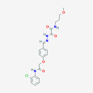 molecular formula C21H23ClN4O5 B299271 2-(2-{4-[2-(2-chloroanilino)-2-oxoethoxy]benzylidene}hydrazino)-N-(3-methoxypropyl)-2-oxoacetamide 