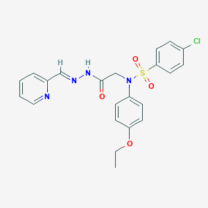 molecular formula C22H21ClN4O4S B299272 4-chloro-N-(4-ethoxyphenyl)-N-{2-oxo-2-[2-(2-pyridinylmethylene)hydrazino]ethyl}benzenesulfonamide 