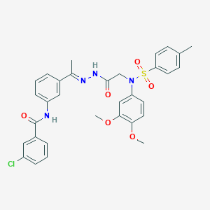 3-chloro-N-[3-[(E)-N-[[2-(3,4-dimethoxy-N-(4-methylphenyl)sulfonylanilino)acetyl]amino]-C-methylcarbonimidoyl]phenyl]benzamide