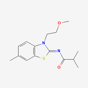 molecular formula C15H20N2O2S B2992734 (Z)-N-(3-(2-甲氧基乙基)-6-甲基苯并[d]噻唑-2(3H)-亚甲基)异丁酰胺 CAS No. 864975-02-0