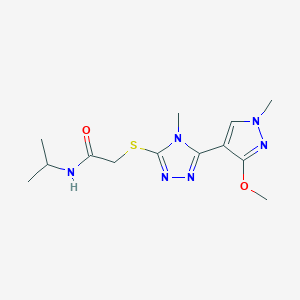 molecular formula C13H20N6O2S B2992742 N-异丙基-2-((5-(3-甲氧基-1-甲基-1H-吡唑-4-基)-4-甲基-4H-1,2,4-三唑-3-基)硫代)乙酰胺 CAS No. 1014092-07-9