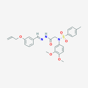 molecular formula C27H29N3O6S B299275 N-(2-{2-[3-(allyloxy)benzylidene]hydrazino}-2-oxoethyl)-N-(3,4-dimethoxyphenyl)-4-methylbenzenesulfonamide 