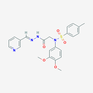 molecular formula C23H24N4O5S B299276 N-(3,4-dimethoxyphenyl)-4-methyl-N-{2-oxo-2-[2-(3-pyridinylmethylene)hydrazino]ethyl}benzenesulfonamide 