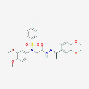 N-(2-{2-[1-(2,3-dihydro-1,4-benzodioxin-6-yl)ethylidene]hydrazino}-2-oxoethyl)-N-(3,4-dimethoxyphenyl)-4-methylbenzenesulfonamide