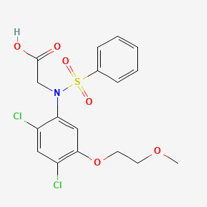molecular formula C17H17Cl2NO6S B2992771 2-[2,4-Dichloro-5-(2-methoxyethoxy)(phenylsulfonyl)anilino]acetic acid CAS No. 338967-51-4