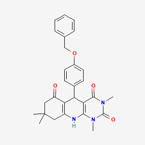 molecular formula C28H29N3O4 B2992805 1,3,8,8-四甲基-5-(4-苯甲氧基苯基)-5,7,9,10-四氢吡啶并[4,5-b]喹啉-2,4,6-三酮 CAS No. 868143-94-6