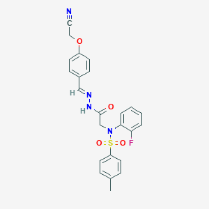 molecular formula C24H21FN4O4S B299281 N-(2-{2-[4-(cyanomethoxy)benzylidene]hydrazino}-2-oxoethyl)-N-(2-fluorophenyl)-4-methylbenzenesulfonamide 
