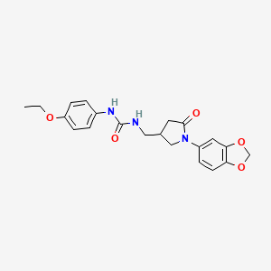molecular formula C21H23N3O5 B2992811 1-((1-(Benzo[d][1,3]dioxol-5-yl)-5-oxopyrrolidin-3-yl)methyl)-3-(4-ethoxyphenyl)urea CAS No. 954660-79-8
