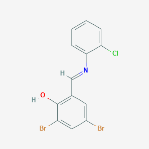 molecular formula C13H8Br2ClNO B2992815 2,4-二溴-6-{[(2-氯苯基)亚氨基]甲基}苯酚 CAS No. 329936-58-5