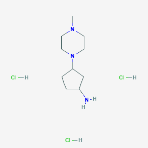 molecular formula C10H24Cl3N3 B2992819 3-(4-Methylpiperazin-1-yl)cyclopentan-1-amine;trihydrochloride CAS No. 2416236-70-7
