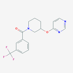 molecular formula C17H16F3N3O2 B2992822 (3-(Pyrimidin-4-yloxy)piperidin-1-yl)(3-(trifluoromethyl)phenyl)methanone CAS No. 2034633-59-3