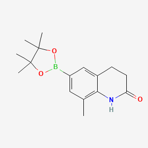 molecular formula C16H22BNO3 B2992827 8-Methyl-2-oxo-1,2,3,4-tetrahydroquinoline-6-boronic Acid Pinacol Ester CAS No. 2304633-96-1