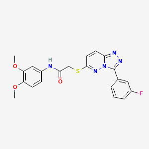 molecular formula C21H18FN5O3S B2992830 N-(3,4-dimethoxyphenyl)-2-((3-(3-fluorophenyl)-[1,2,4]triazolo[4,3-b]pyridazin-6-yl)thio)acetamide CAS No. 852374-78-8