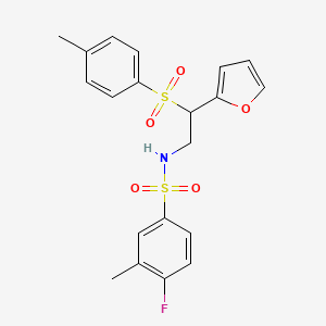molecular formula C20H20FNO5S2 B2992835 4-氟-N-(2-(呋喃-2-基)-2-甲苯磺酰基乙基)-3-甲苯磺酰胺 CAS No. 896324-96-2