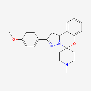 molecular formula C22H25N3O2 B2992836 2-(4-Methoxyphenyl)-1'-methyl-1,10b-dihydrospiro[benzo[e]pyrazolo[1,5-c][1,3]oxazine-5,4'-piperidine] CAS No. 375829-37-1