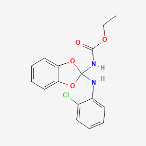 molecular formula C16H15ClN2O4 B2992838 乙基 N-[2-(2-氯苯胺)-1,3-苯并二氧杂环-2-基]氨基甲酸酯 CAS No. 438015-44-2