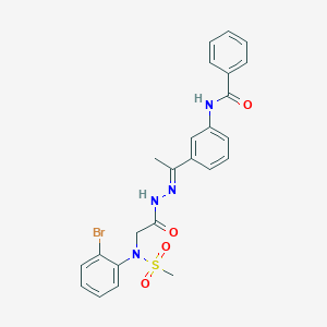 N-[3-(N-{[2-bromo(methylsulfonyl)anilino]acetyl}ethanehydrazonoyl)phenyl]benzamide