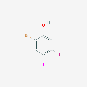 molecular formula C6H3BrFIO B2992842 2-溴-5-氟-4-碘苯酚 CAS No. 1564796-94-6