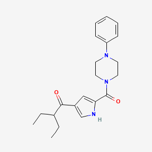 molecular formula C21H27N3O2 B2992847 2-ethyl-1-{5-[(4-phenylpiperazino)carbonyl]-1H-pyrrol-3-yl}-1-butanone CAS No. 478249-21-7