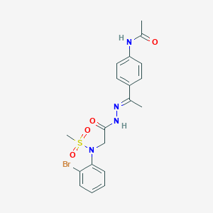 molecular formula C19H21BrN4O4S B299285 N-[4-(N-{[2-bromo(methylsulfonyl)anilino]acetyl}ethanehydrazonoyl)phenyl]acetamide 