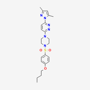 molecular formula C23H30N6O3S B2992857 3-(4-((4-butoxyphenyl)sulfonyl)piperazin-1-yl)-6-(3,5-dimethyl-1H-pyrazol-1-yl)pyridazine CAS No. 1013834-83-7