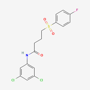 molecular formula C16H14Cl2FNO3S B2992860 N-(3,5-dichlorophenyl)-4-((4-fluorophenyl)sulfonyl)butanamide CAS No. 923094-00-2