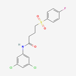 molecular formula C16H14Cl2FNO3S B2992860 N-(3,5-二氯苯基)-4-((4-氟苯基)磺酰基)丁酰胺 CAS No. 923094-00-2