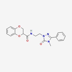 molecular formula C20H20N4O4 B2992863 N-(2-(4-methyl-5-oxo-3-phenyl-4,5-dihydro-1H-1,2,4-triazol-1-yl)ethyl)-2,3-dihydrobenzo[b][1,4]dioxine-2-carboxamide CAS No. 1203304-02-2