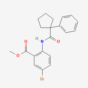 molecular formula C20H20BrNO3 B2992866 Methyl 5-bromo-2-((phenylcyclopentyl)carbonylamino)benzoate CAS No. 1024392-28-6